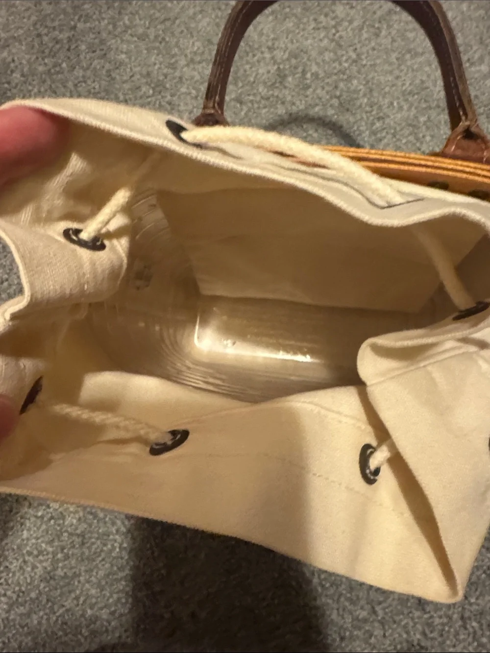 Longaberger Honey-Tone Woven Tote with Brown Leather Handles